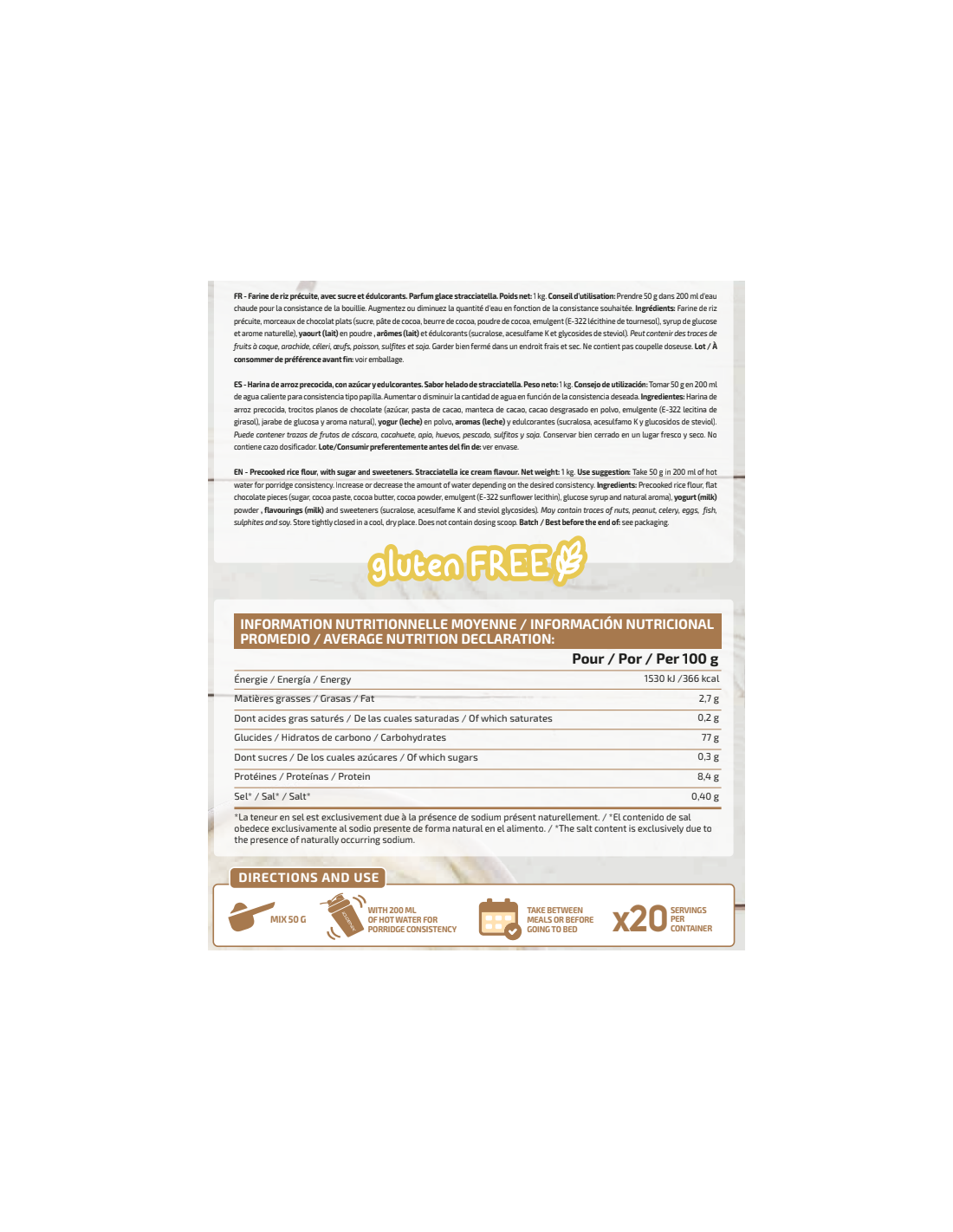 CREMA DE ARROZ STRACCIATELLA 1KG IO.GENIX