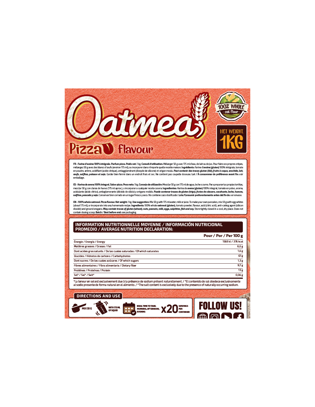 HARINA DE AVENA PIZZA 1KG IO.GENIX