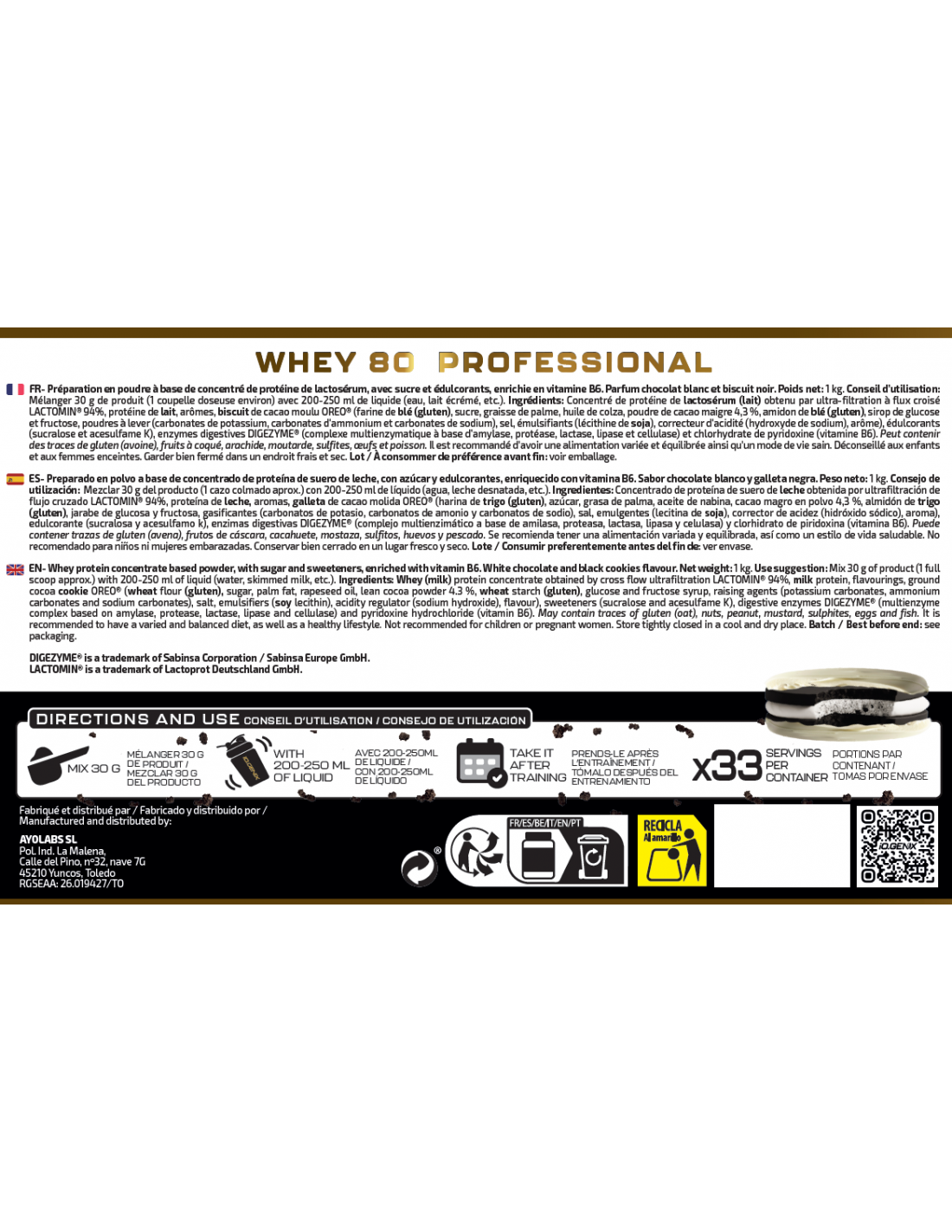 WHEY BLACK COOKIES Y CHOCOLATE BLANCO IO.GENIX
