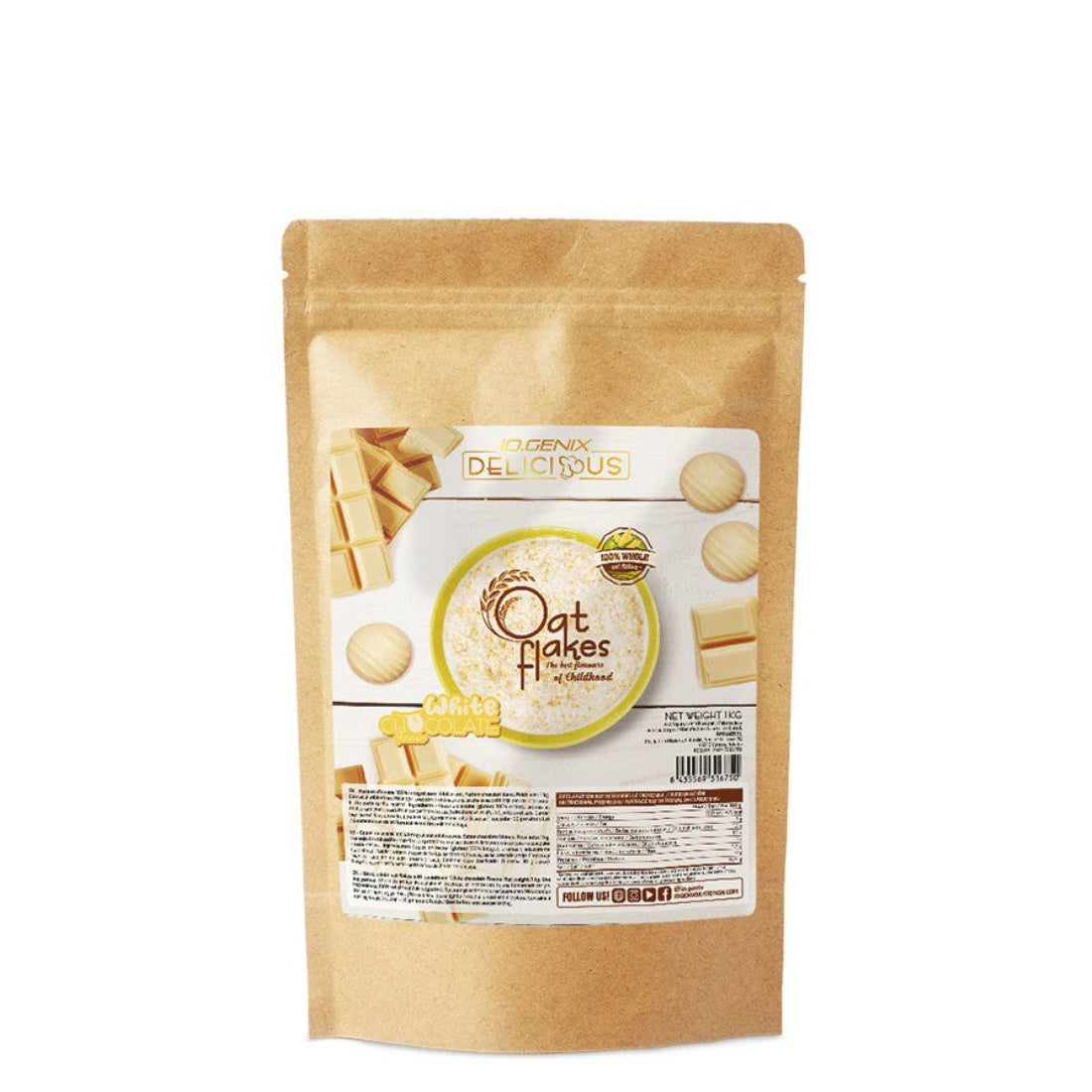 COPOS DE AVENA CHOCOLATE BLANCO 1KG IO GENIX