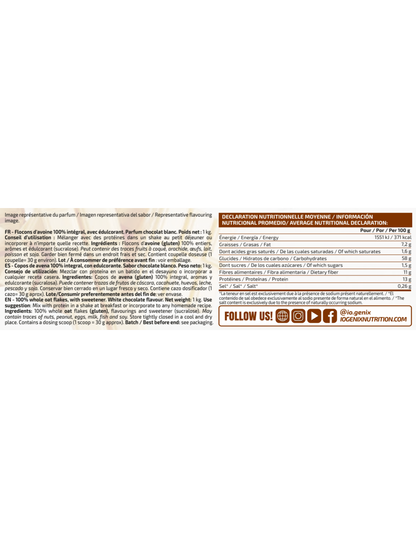 COPOS DE AVENA CHOCOLATE BLANCO 1KG IO GENIX