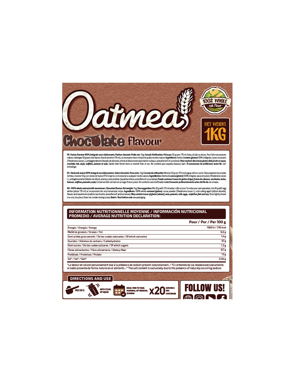 HARINA DE AVENA CHOCOLATE IO.GENIX