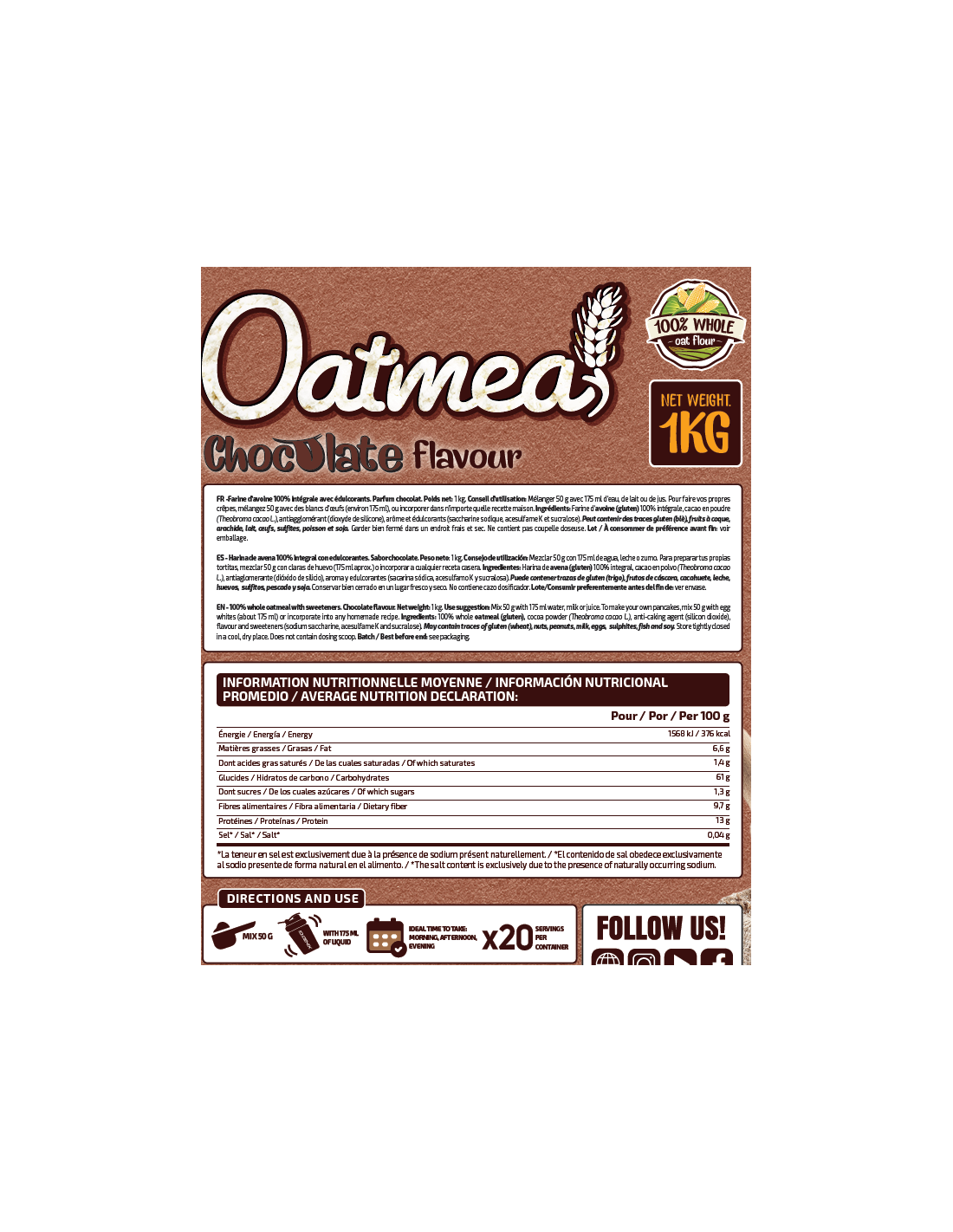 HARINA DE AVENA CHOCOLATE IO.GENIX