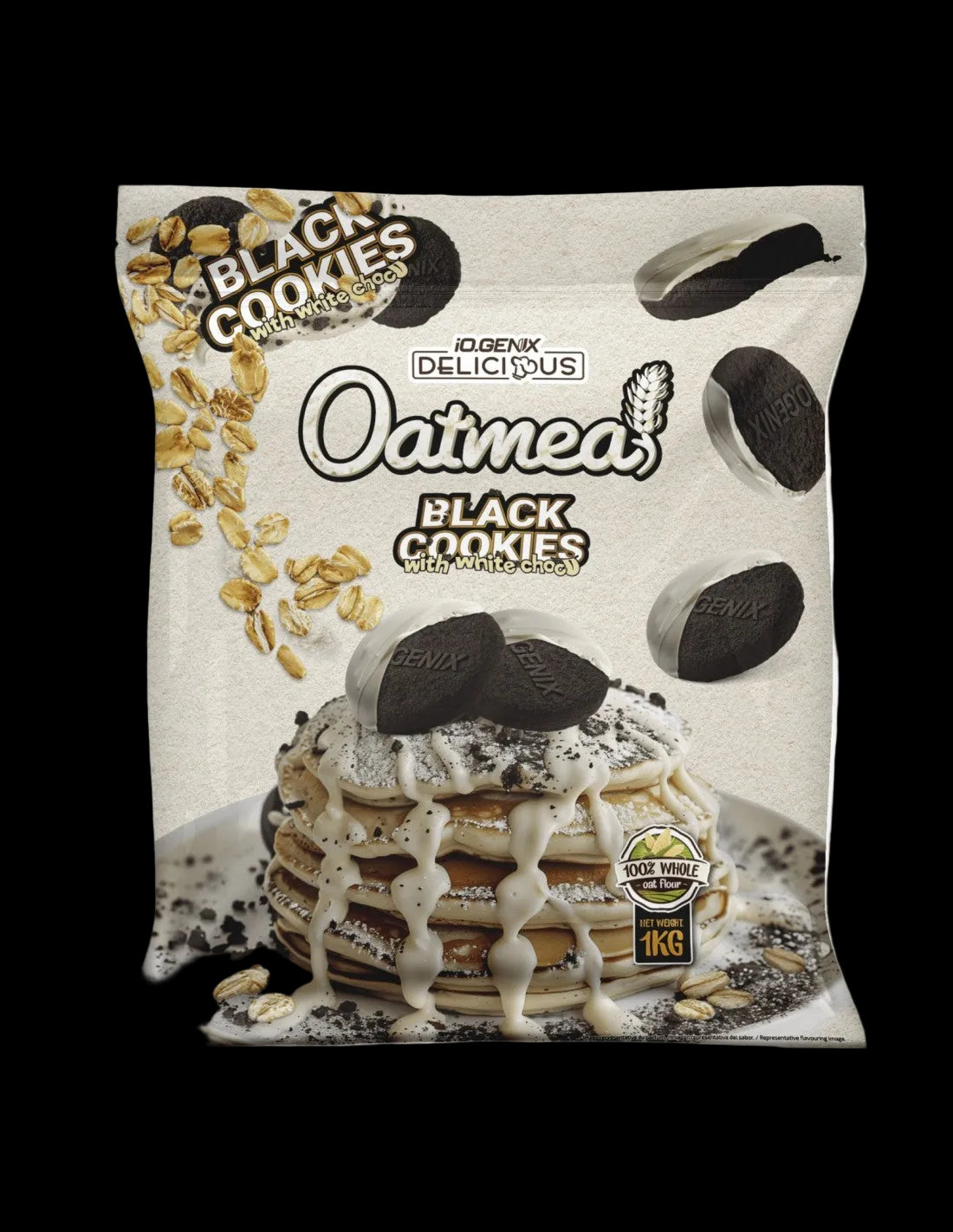HARINA DE AVENA BLACK COOKIES & WHITE CHOCO 1KG IO.GENIX