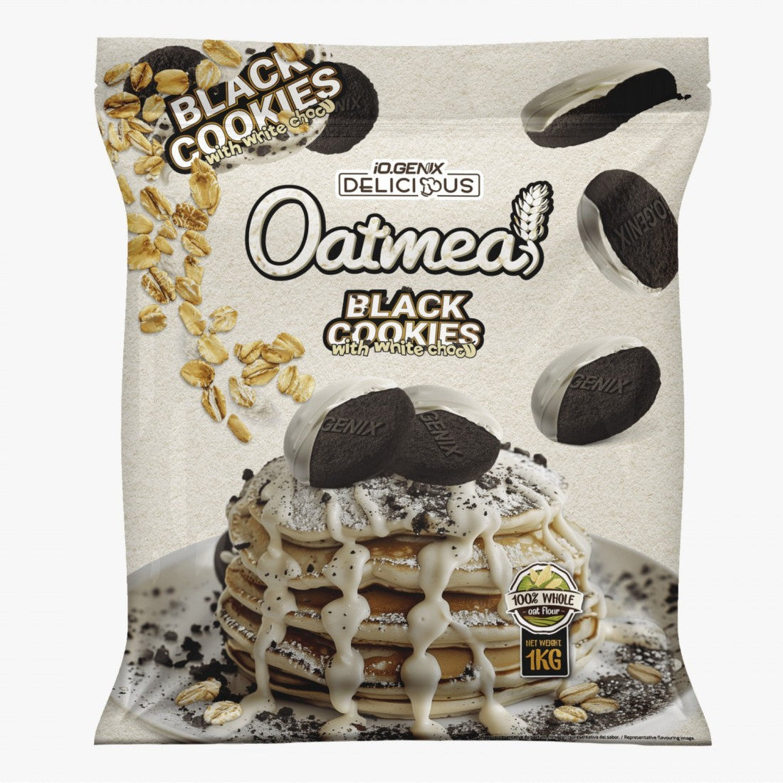 HARINA DE AVENA BLACK COOKIES & WHITE CHOCO 1KG IO.GENIX