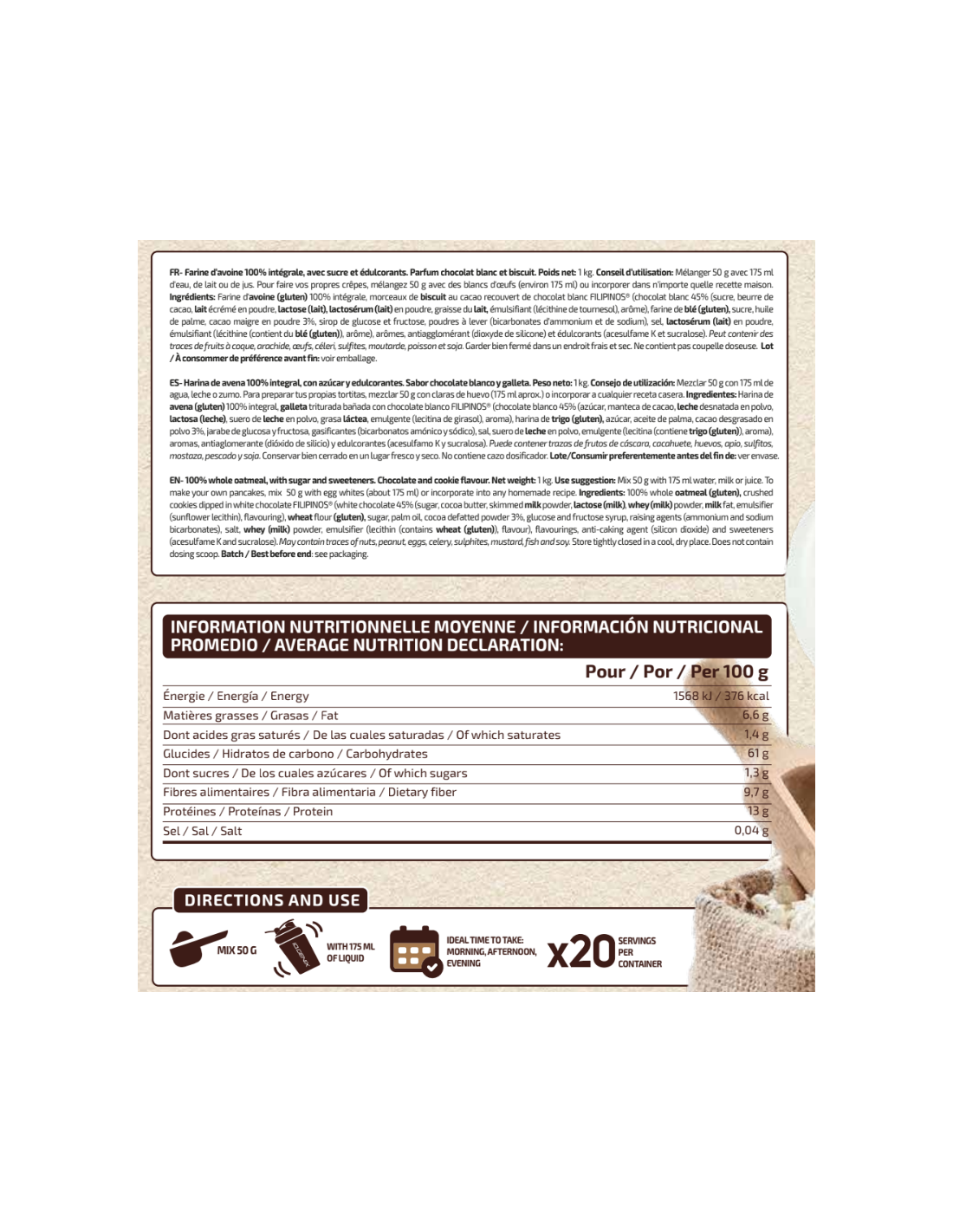 HARINA DE AVENA FILIPINOS 1KG IO.GENIX
