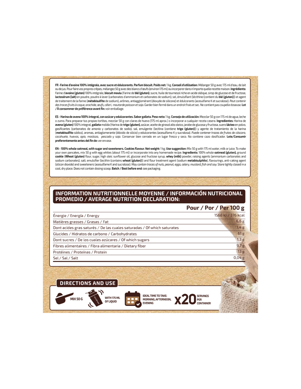 HARINA DE AVENA MARIE COOKIES 1KG IO.GENIX