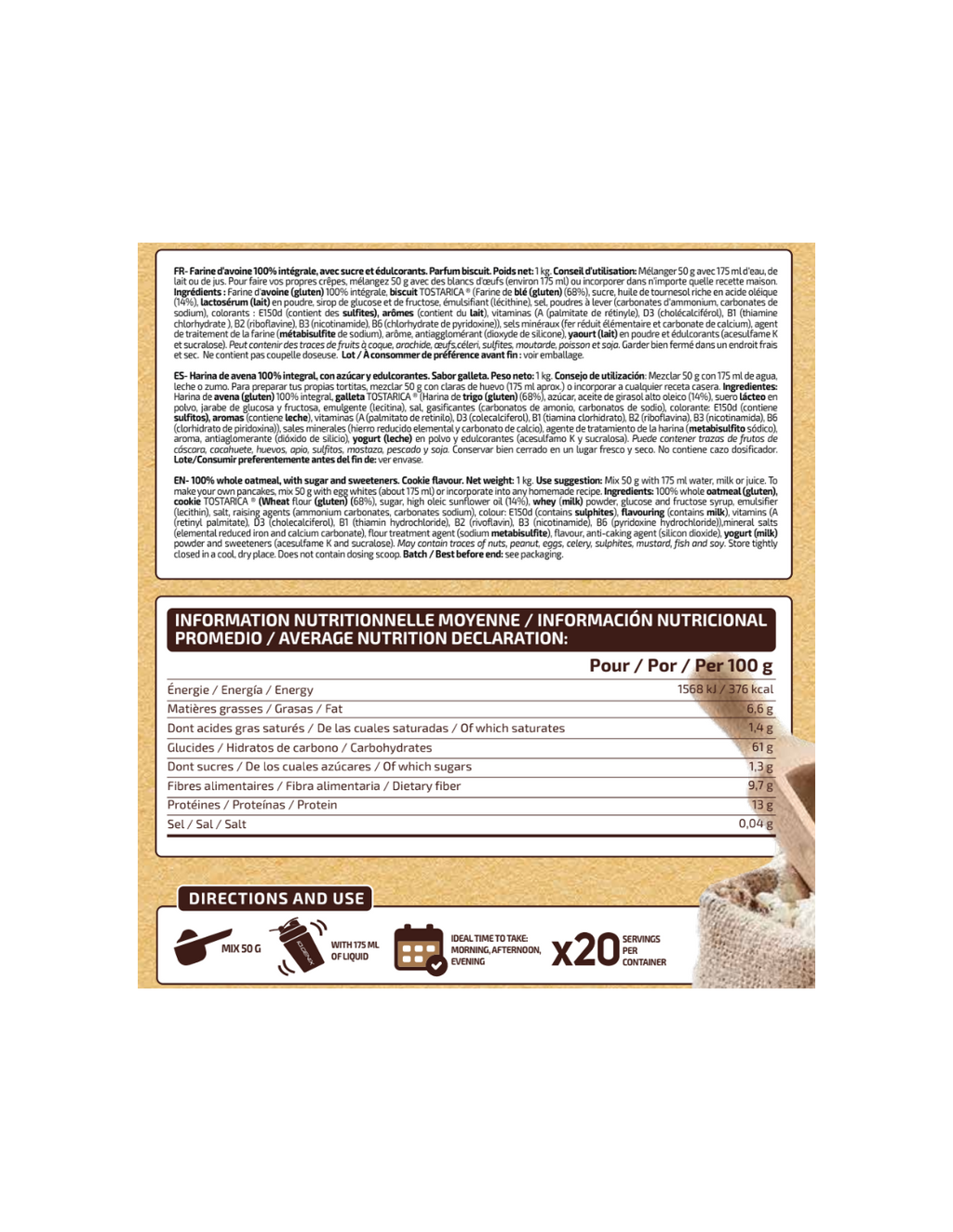 HARINA DE AVENA CREMA RICA COOKIES 1KG IO.GENIX