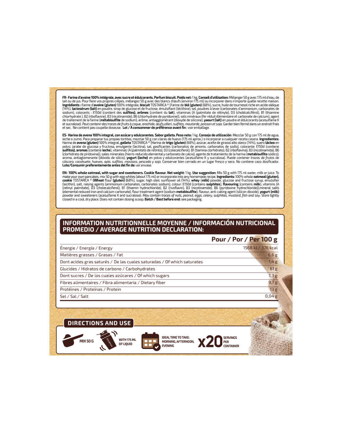 HARINA DE AVENA CREMA RICA COOKIES 1KG IO.GENIX
